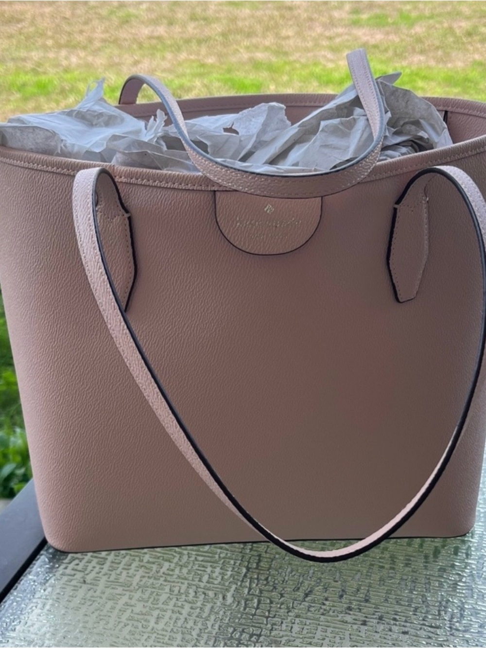 kate spade Pebbled Leather Tote in Blush Pink